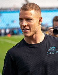 In 2019, Christian McCaffrey became just the third running back in NFL history to have 1,000 yards rushing and receiving in the same season. Christian McCaffrey 2019.jpg
