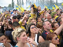 Torcedores do Sochaux durante a vitória do FCSM na Coupe de France