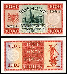 1000 Danzig gulden (1924) représentant l'hôtel de ville