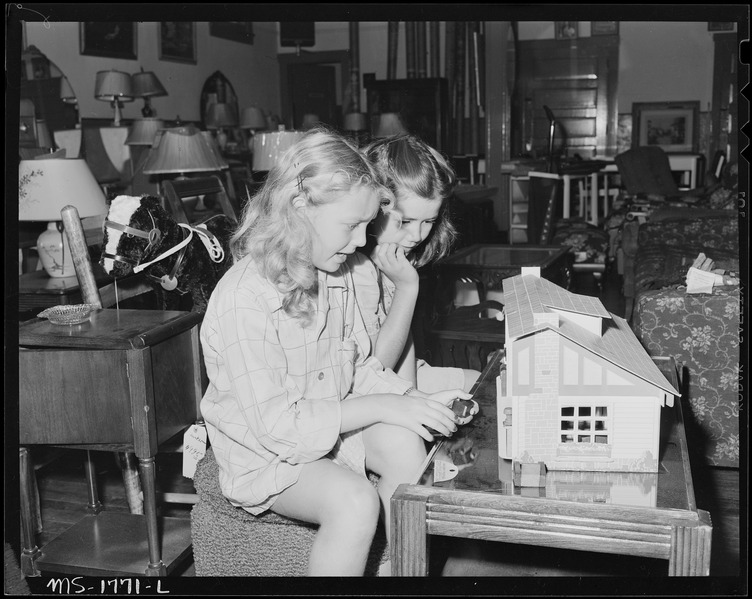 File:Daughters of miners playing with toy house in company store. Koppers Coal Divison, Kopperston Mines, Kopperston... - NARA - 540925.tif