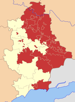 Districts with government buildings under pro-Russian control or attempted control[dubious – discuss]