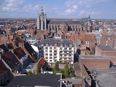 View from the Belfrey; the Collegiale St. Pierre is the large church in the background