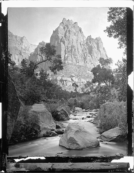 File:Eagle Crag, Rio Virgin, Utah. Old No. 104. Zion National Park^ R.T. Evans., 1871 - 1878 - NARA - 517754.jpg