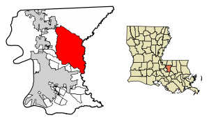 Location of Central in East Baton Rouge Parish, Louisiana.