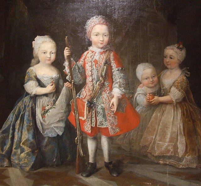 The children of Charles and his second wife; (L-R) Eleonora; Victor Amadeus; Maria Felicita and Maria Luisa Gabriella.