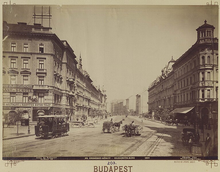 File:Erzsébet körút a Rákóczi (Kerepesi) út felől nézve. Előtérben a Dohány utca kereszteződése. - Budapest, Fortepan 82529.jpg