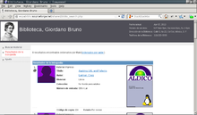 Screenshot de EspaBiblio, Hispanlingva forko de OpenBiblio