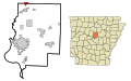 This map shows the incorporated and unincorporated areas in Faulkner County, Arkansas, highlighting Damascus in red. It was created with a custom script with US Census Bureau data and modified with Inkscape.