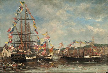 Fête dans le port de Honfleur, 1858 Washington, National Gallery of Art.