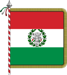 Flag of the Cispadane Republic, established on 7 January 1797. It was the first Italian tricolour flag. Flag of the Repubblica Cispadana.svg