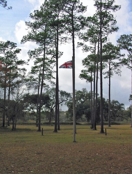 A Union Jack on the site of the original British fort.