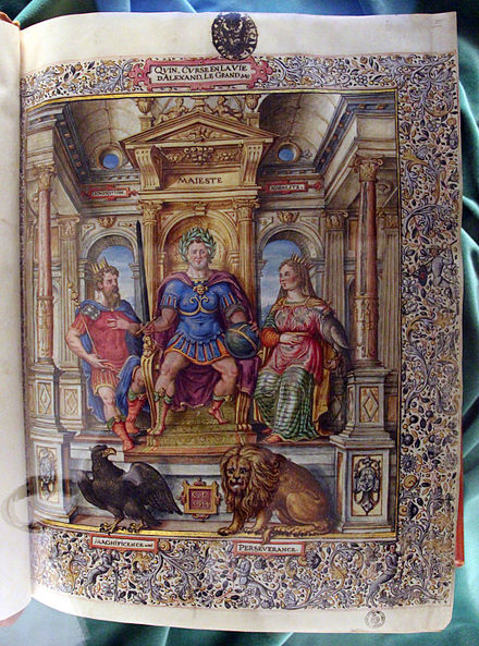 Qui. Curse En La Vie Alexand. Le Grand, illumination from manuscript located at the Laurentian Library of Florence