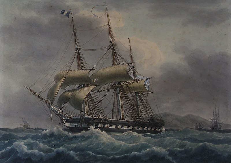 File:Francois Roux Frigate in a stiff breeze.jpg