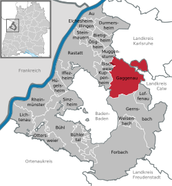 Elhelyezkedése Rastatt járás térképén