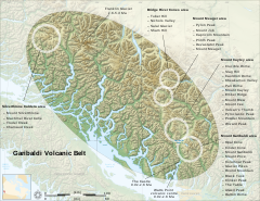 Image 35Map of the Garibaldi Volcanic Belt centers. (from Geology of the Pacific Northwest)