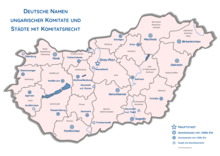 German names of Hungarian counties and cities with county rights German exonyms of Hungarian cities.png