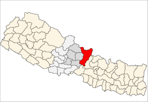 Gorkha District i Gandaki Zone (grå) i Western Development Region (grå + lysegrå)