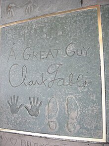 Clark Gable's hand and footprints. January 1937. Grauman's Chinese Theatre, clark gable.JPG