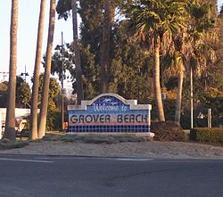 Grover Beach Welcome Sign at the corner of Hwy 1 and West Grand Ave