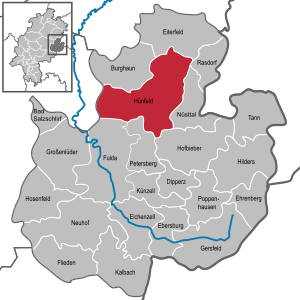 Li position de Hünfeld in li Subdistrict Fulda