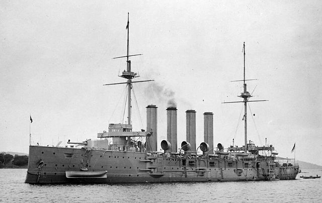HMS Euryalus at anchor in Australia