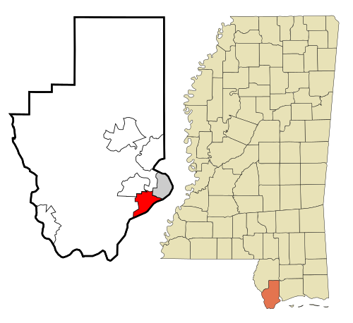 Location of Waveland, Mississippi