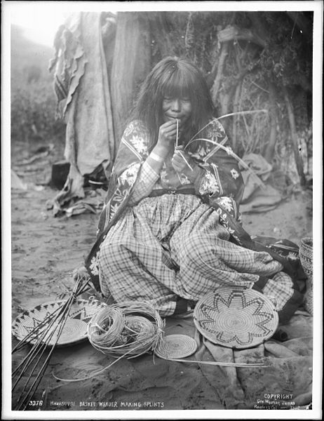 File:Havasupai Indian woman basket maker weaving splints, ca.1900 (CHS-3376).jpg