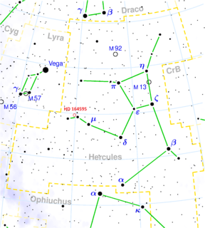 HD 164595 G-type star located in the constellation of Hercules