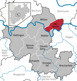 Läget för staden Herdecke i Ennepe-Ruhr-Kreis