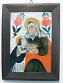 "Saint Anne teaches Mary", Austrian folk painting, early 19th century