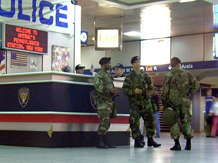 Army National Guard soldiers at New York City's Penn Station in 2004