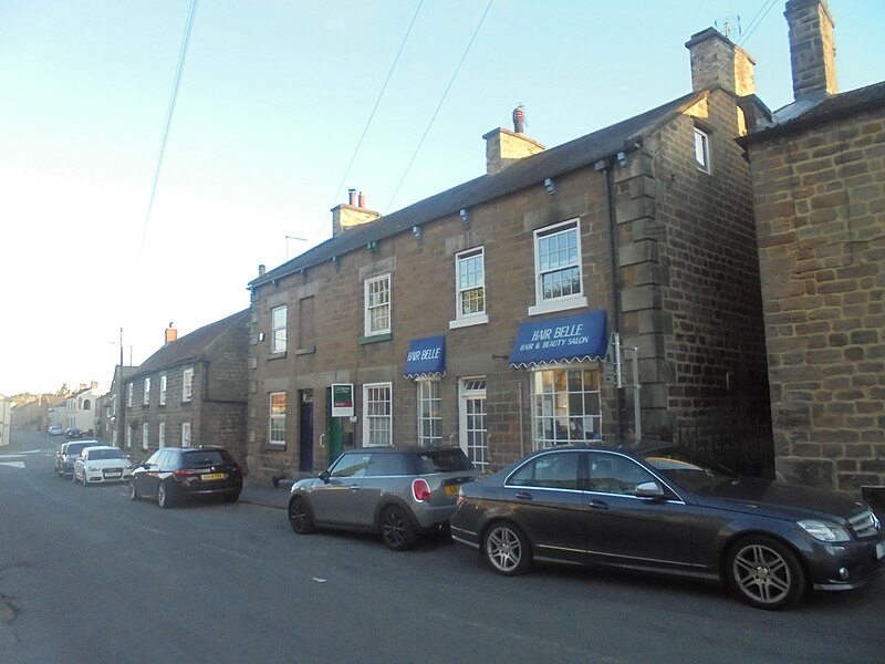 File:Houses and Hair Belle, Castle Street, Spofforth, North Yorkshire (4th August 2018).jpg