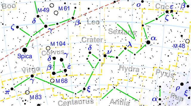 Mapa de la constelación Hidra