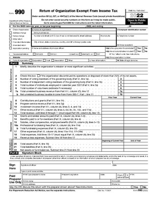 <span class="mw-page-title-main">Form 990</span> United States Internal Revenue Service form