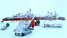 Ice station SHEBA base, Des Groseilliers (right) with Louis S. St-Laurent Ice Station SHEBA-CRREL.jpg