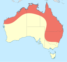 Карта за разпространение на Ictinogomphus australis.svg