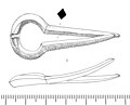 Incomplete copper alloy Jews harp of probable Post Medieval date (AD 1500 – AD 1800). Drawing, Frank Basford. (FindID 90189).jpg
