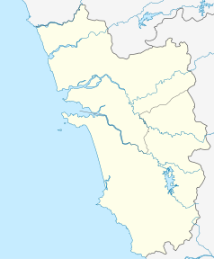 Mapa konturowa Goa, blisko centrum u góry znajduje się punkt z opisem „Stare Goaपोरणों गोंयपुराणा गोवा”
