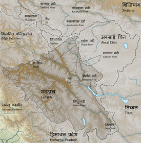 Nubra valley and Nubra river in Himalayas. Ladakh, Jammu and