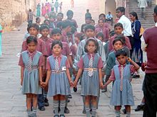 Indian school-children at a school in Jodhpur, Rajasthan Indian School-Girls at Jodhpur.jpg