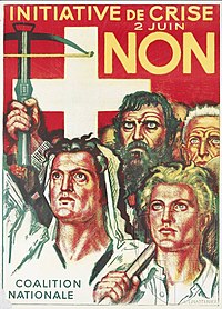 Affiche pour la votation sur l'initiative de crise de 1935.