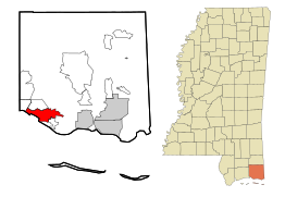 Jackson County Mississippi Incorporated and Unincorporated areas Ocean Springs Highlighted.svg