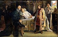 Владислав Постум предава властта на Иржи от смъртното си ложе автор: Ян Скрамлик