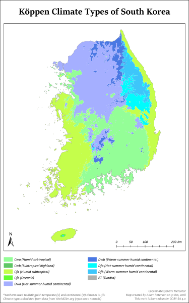 File:Köppen climate types of South Korea.svg