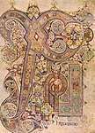 Folio 34r of the Book of Kells is the Chi Rho page, expanding the first two letters of the word Christ.