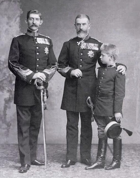 King Carol I of Romania with his nephew the future King Ferdinand and grand-nephew Prince Carol.