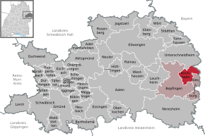 Poziția Kirchheim am Ries pe harta districtului Ostalbkreis