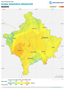 Solar potential of Kosovo Kosovo GHI mid-size-map 156x211mm-300dpi v20191015.png