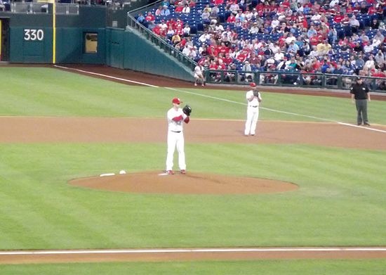 Kendrick pitches from a deliberate, slightly deceptive delivery; here he is in a game in September 2013.