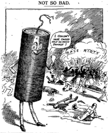 The LA Times noted the explosive nature of Johnson's victory by featuring this cartoon in which a stick of dynamite suggests that it would not have caused as much violence as the fight did.